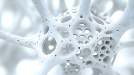 Abstract white porous structure, 3D render.
