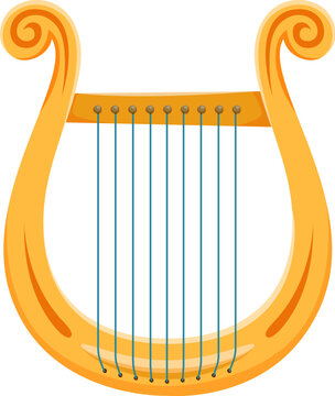 Harp or lyre musical instrument font U letter. Musician classic equipment English ABC element, band string lyra or orchestra acoustic musical instrument font typeset latin alphabet vector letter