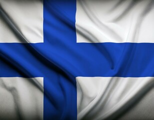 Obraz premium Waving flag of Finland in beautiful sky.