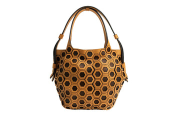 Artistic Hexagonal Pattern Bag for Creative Fashion Statements Isolated on Transparent Background