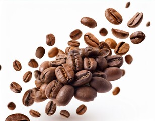 Obraz premium Coffee Splash with Coffee Beans on White Background