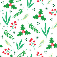 Vector Hand Drawn Christmas Elements Design Pattern White Background