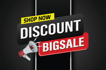 Big sale word mega phone concept vector illustration and 3d style, landing page, template, ui, web, mobile app, poster, banner, flyer, background, gift card, coupon, label, wallpaper

