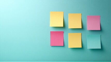 Colorful Sticky Notes Arranged On A Teal Wall