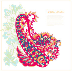 Vector Floral isolated pattern with paisley ornament.