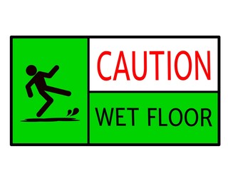 Hazard slippery surface wet floor sign, vector illustration isolated on white background. Vector Illustrator.