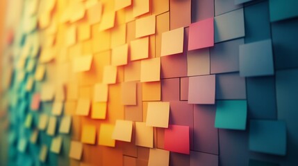 Fototapeta premium Colorful Sticky Notes Arranged On A Wall