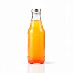 Refreshing orange beverage in a glass bottle