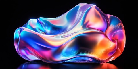 Obraz premium Dynamic melted holographic design over black