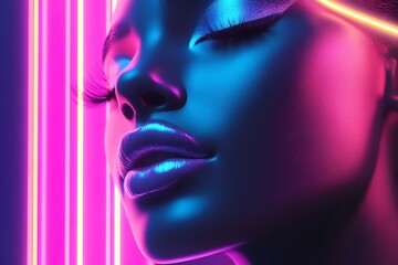 Colorful background illumination in 3D render. Generative Ai