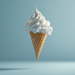 White Ice cream floating in the air