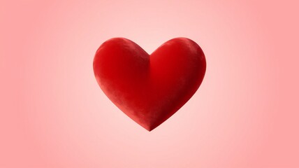 Minimalist 3D Red Heart Set on a White Background, Perfect for Valentine's Day Designs