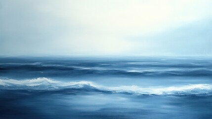 Fototapeta premium Serene Ocean Waves Under a Pale Sky