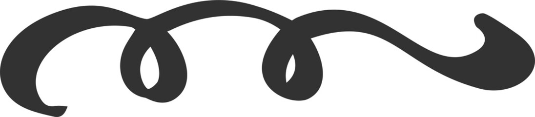 Swirl line. Swashes and flourish underline. Hand drawn calligraphic elegant swoosh. Curve vintage brush stroke. Squiggle scrolling element. Simple doodle wavy shape