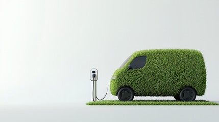 Grass-covered electric vehicle charging in a minimalist setting