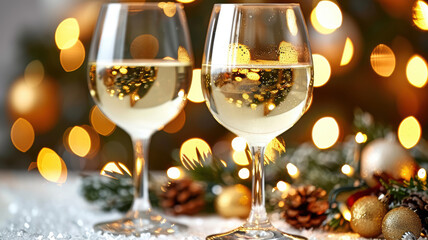 table is elegantly set for celebrating Christmas or New Year.