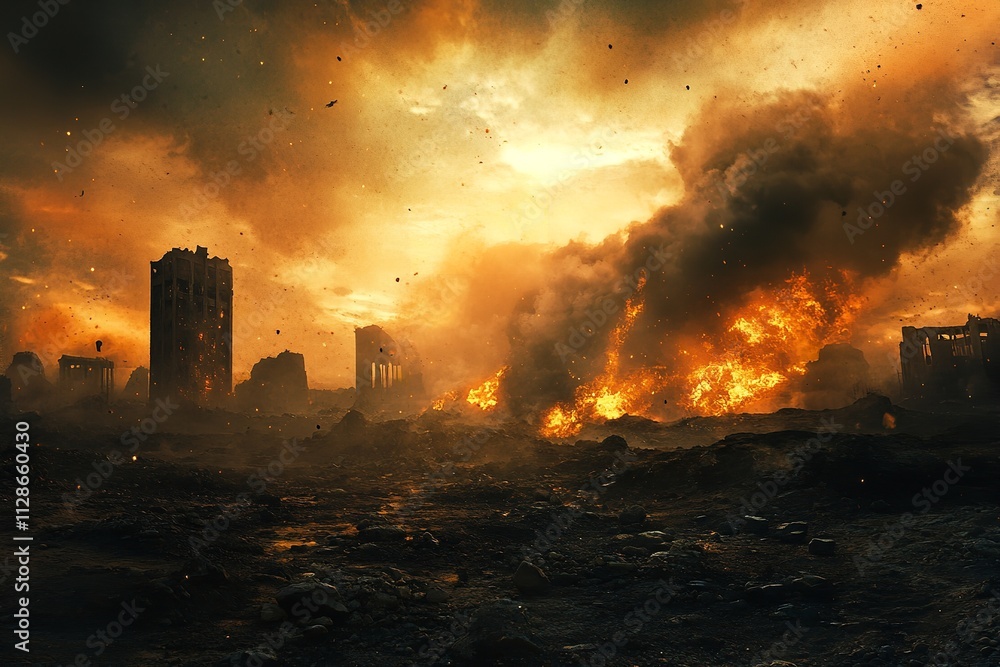 Wall mural the elements of this image furnish the earth apocalypse. generative ai