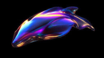 Obraz premium Abstract holographic liquid with bold holographic colors on black