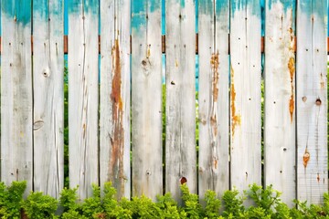 Rustic White Wooden Fence, Whitewashed Wood Texture, Grunge Background, Old Fence, Weathered Wood,