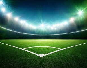 Obraz premium soccer stadium with illumination, green grass and night sky