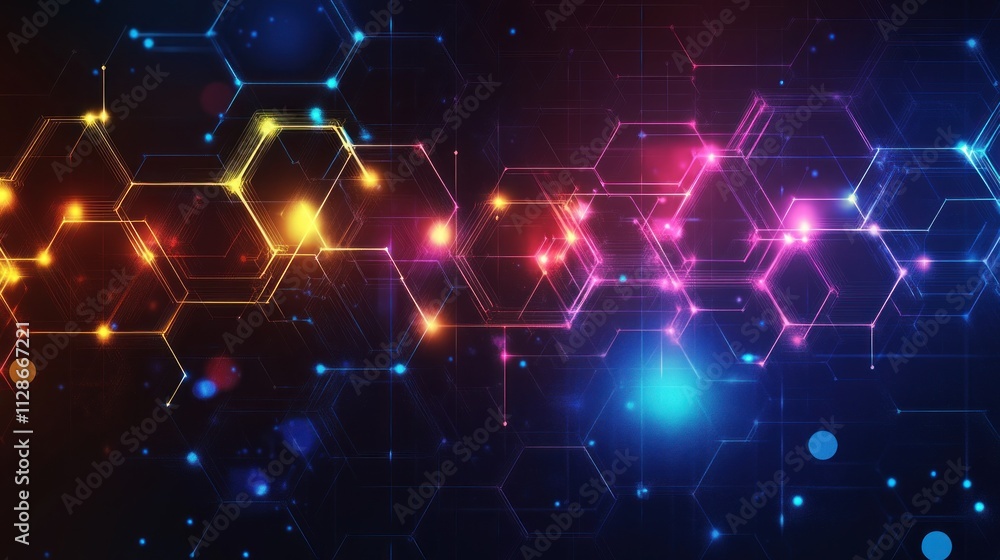Poster abstract hexagon network digital technology background