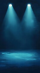Abstract blue stage with spotlight on dark background vector illustration