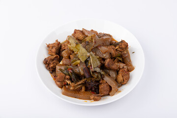 Braised duck with pickled cabbage and konjac