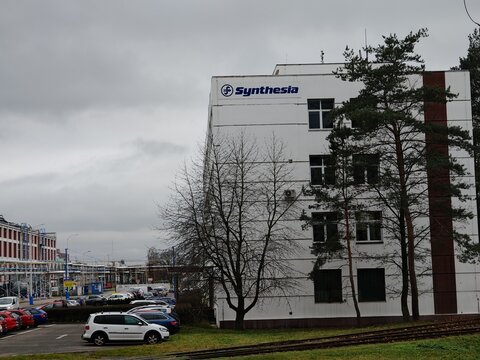 Semtin,Czech Republic-October 9 2024: Synthesia is a Czech chemical manufacturing company specializing in industrial chemicals, pigments, and pharmaceuticals, serving diverse global industries.

