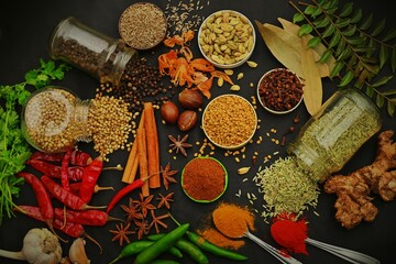 spice mix, whole spices, Indian traditional garam masala mix 