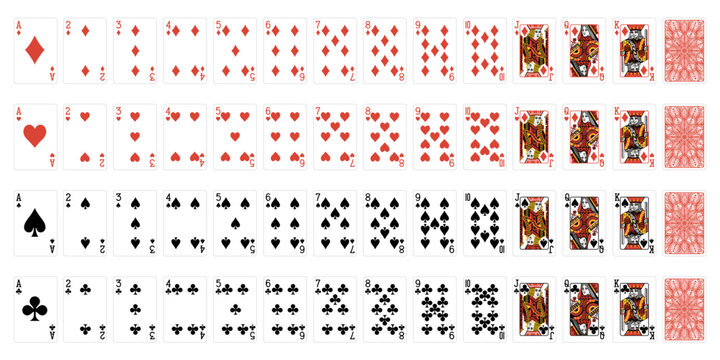 Set of poker cards with isolated on white background. Poker playing cards. full deck.