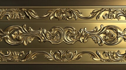 Fototapeta premium Elegant Gold Ornate Design: Intricate Baroque Style Decorative Panel