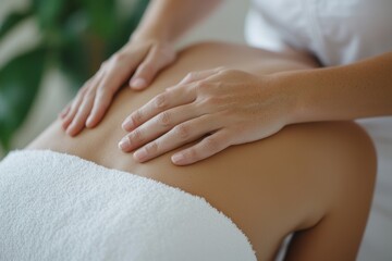 Masseur giving relaxing back massage to client in spa: promoting wellness and muscle relief