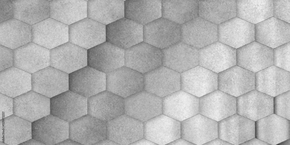 Poster abstract background 3d hexagon pattern with grunge wall effect black, gray texture. futuristic geome