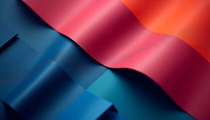 Naklejka premium Vibrant and textured mockup of colorful leather sheets in a wave pattern on a dark background