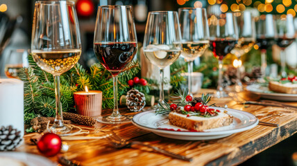 table is elegantly set for celebrating Christmas or New Year.