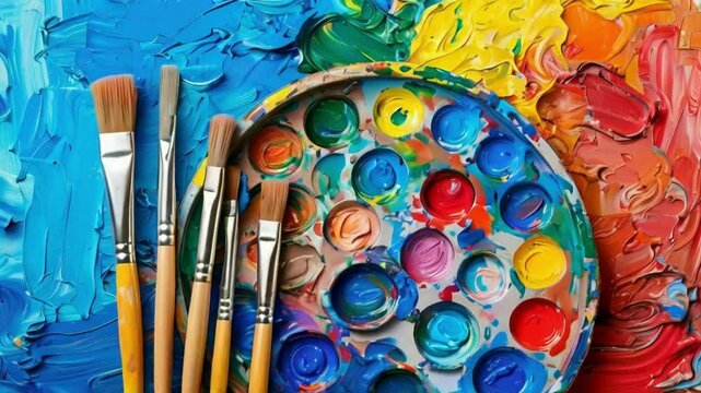 Multicolor painted brushes 