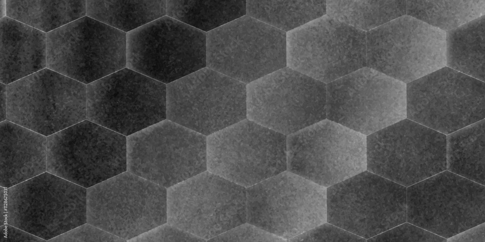 Poster abstract background 3d hexagon pattern with grunge wall effect black, gray texture. futuristic geome