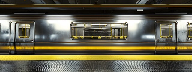 Obraz premium Photo of an open door on the side of a subway train at a New York City station,