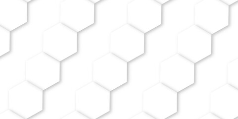 Naklejka premium Abstract background white, gray hexagon with seamless geometric pattern texture design. futuristic geometry pattern honeycomb mosaic texture design. hexagon grid minimalist mesh cell texture design.