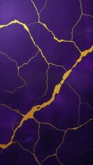 Purple background with gold cracks and crevices.

