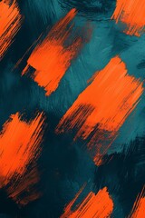 Sharp orange brush patterns over a dark teal gradient.