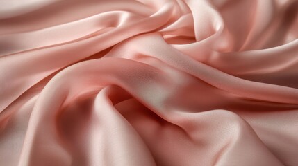 Obraz premium Elegant Draped Peach Silk Fabric Texture Background: Soft, Luxurious, and Smooth
