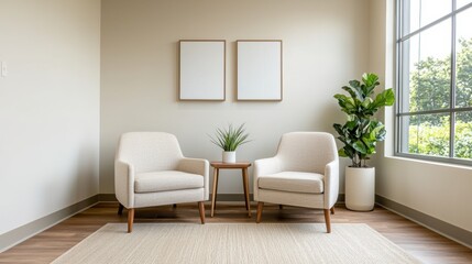 Modern wellness center interior design with earthy tones promoting healing and relaxation