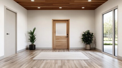 Modern wellness center interior design with earthy tones and natural light