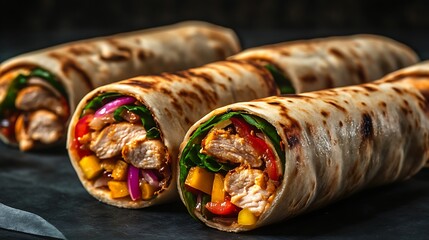 Close-Up of Flavorful Chicken Shawarma in a Soft Pita Wrap