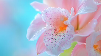 Fototapeta premium vibrant close up of wild orchid, showcasing delicate pink petals and intricate details. soft background enhances its beauty