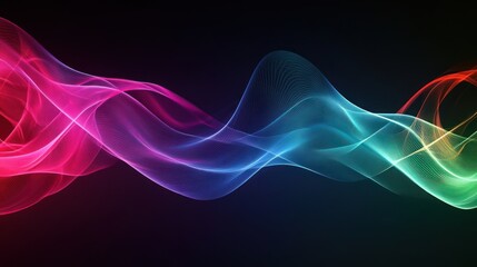 Abstract Colorful Waves Flowing Dark Background