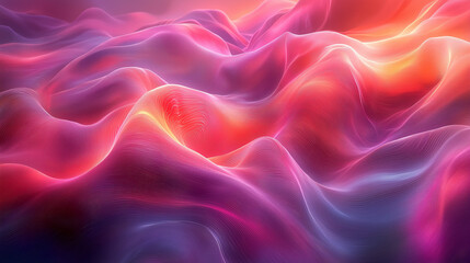 Obraz premium vibrant abstract waves in neon pink, red, and purple hues against a dark background