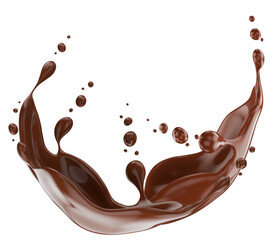 chocolate splash isolated on white background. 3d render
