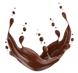 chocolate splash isolated on white background. 3d render